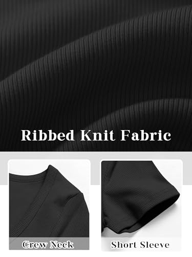 Chulianyouhuo Women's Plus Size Tops Crew Neck Ribbed T Shirt Slim Fitted Basic Short Sleeve 2025 Trendy Blouses Tees 6