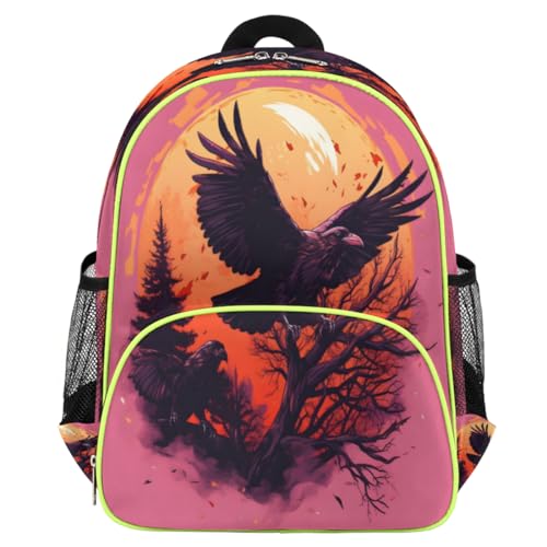 Sac à dos d'Halloween enfants : petit sac d'école motif oiseaux, bagage crèche et voyage