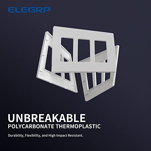 Image of ELEGRP 3-Gang Screwless Decorative Wall Plates, Mid-Size Unbreakable Thermoplastic Faceplate Cover for Decorator Receptacle Outlet Switch, UL Listed (5 Pack, Matte White)