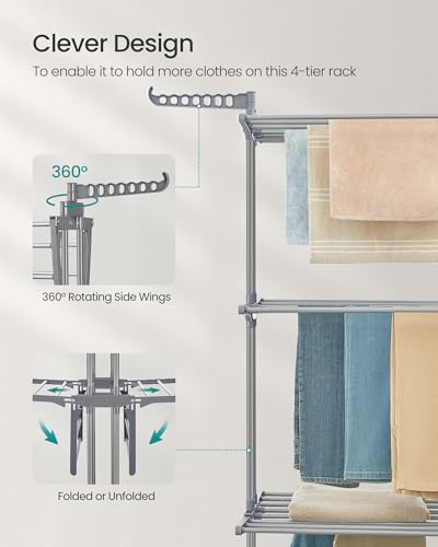 SONGMICS 4-Tier Drying Rack Gray thumbnail 6