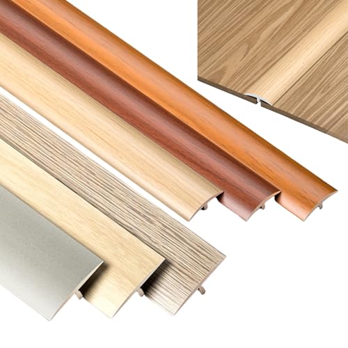 3 Piezas Tira de Transición de PVC, 90cm Perfil de Transición en T, Tapajuntas Suelo Adhesivo para Suelos de Madera y Baldosas, Protector de Bordes(Time Grey,40mm/1.57')