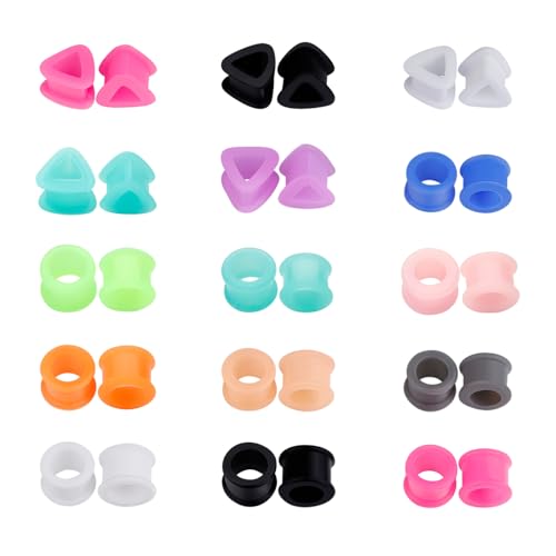 30PCS Ear Gauges Silicone Ear Plugs Stretches Expander Double Flared Plugs and Tunnels Ear Piercing Jewelry3