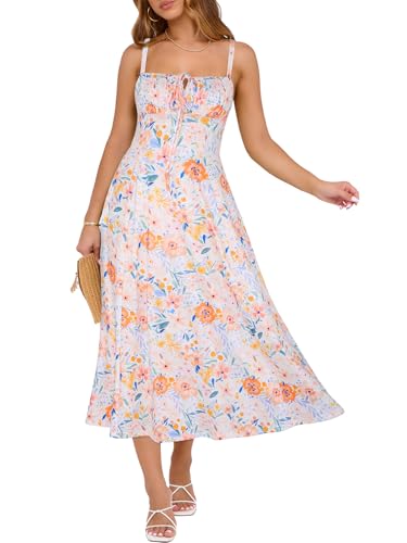 Image of YIOYOLA Corset Dress for Women Casual Tea Party Summer Wedding Guest Flowy Midi Sundress