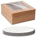 Cake Boxes 10 x 10 x 5 and Cake Boards (White) 10 Inch, Bakery Box Has a Clear Window, Color Brown, Cake Board is Round, Cake Supplies, 10 Pack of Each.