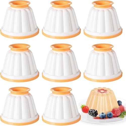 BTBHIHO 8PCS Pudding Moulds with Lids, White Plastic Jelly Moulds for Desserts, DIY Panna Cotta Molds for Custard, Non-Stick Mini Basins for Jelly Pudding and Sweet Treats