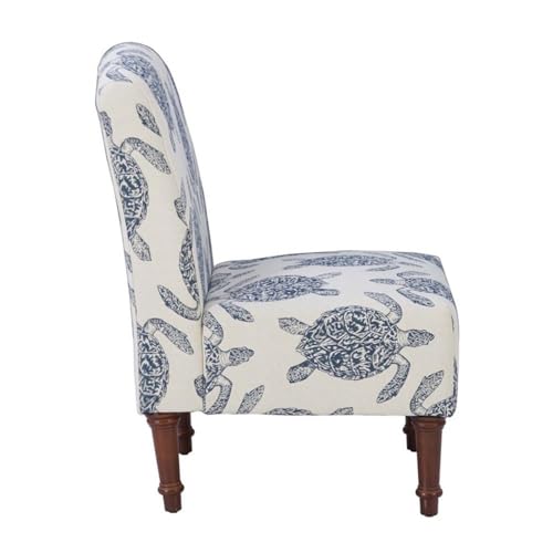 Powell Furniture Linon Hawksbill Wood Upholstered Accent Chair in Blue - Image 5