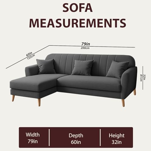 Image of Atticus LHS 4 Seater L Shape Sofa Set for Living Room (Black Fabric) Premium Fabric Sofa Set
