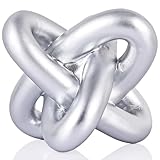DOVDOV Silver Knot Sculpture, Three-Knot Sculpture Silver Home Decor Accent, Suitable for Rustic-Style Coffee Tables, Living Room Dining Tables, entryway Shelves, and Small Decorations