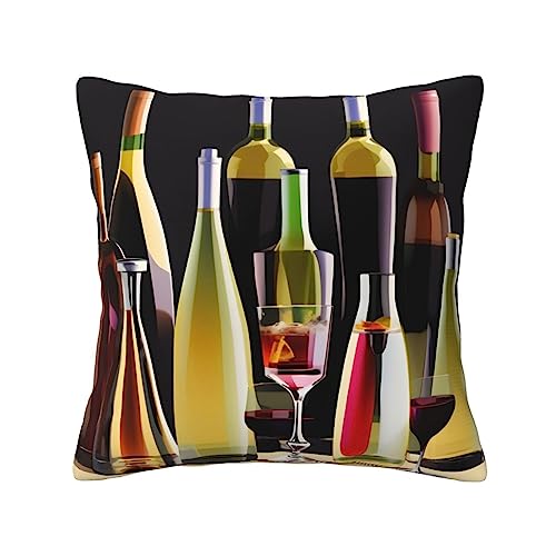 MDATT Christmas Throw Pillows, Square Throw Pillow for Couch, Bed, Sofa, Bench, Chair,18\'\'X18\'\',Cocktail Glasses and Wine Bottles