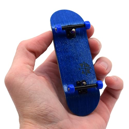 Teak Tuning 32mm Pro Fingerboard Complete - Fully Assembled with Pro Level Components - Pro Shaped Wooden Deck (32x97mm), UltraSpin Bearing Wheels, Prodigy Gen2 Trucks - The Midnight Blues