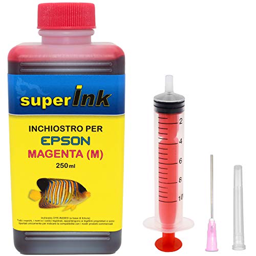 250ml-Magenta-Tinta-superInk-especifica-para-la-Recarga-de-Las-impresoras-de-Epson-jeringa-10ml-con-Aguja-y-Tapa