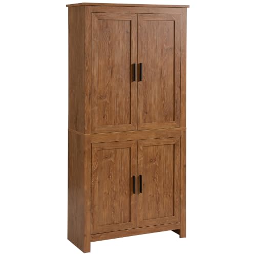 HOMCOM 64" Oak Kitchen Cabinet