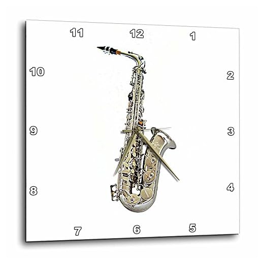 3drose Saxophone Wall Clock, 10 by 10-Inch
