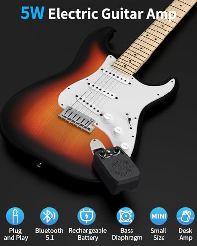 JOYO Mini amplificador portátil de guitarra 5 W, combinado Bluetooth recargable con efectos integrados (limpieza, sobremarcha, distorsión, reverberación) - imagen 2