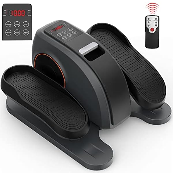 Máquina elíptica para debajo del escritorio, ejercitador de pedales con monitor LCD, control remoto, pedales antideslizantes, entrenador elíptico de 10 velocidades ajustables, paso a paso elíptico