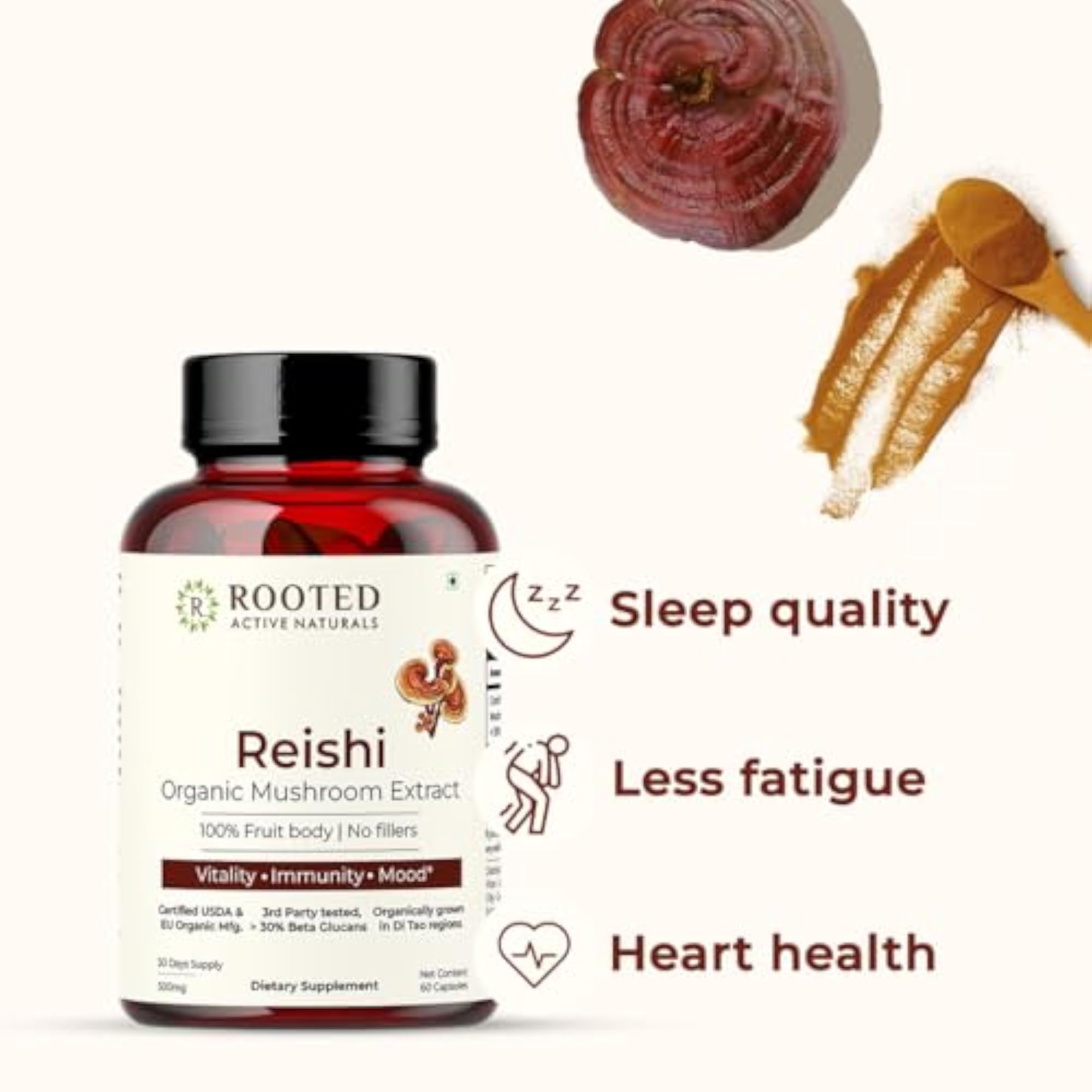 Rooted Actives Reishi Mushroom Extract Powder