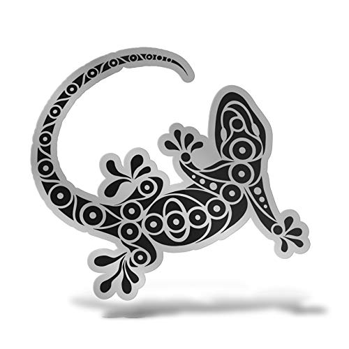Erreinge® Autocollant argenté 10 cm Luerre Geco Tribal Sticker imprimé pour voiture, moto, mur, pare-chocs, ordinateur portable, bagages de vélo