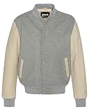 BLOUSON UNIVERSITE BI-MATIERE CUIR/LAINE SCHOTT LCUSA LIGHT GREY/OFF WHITE