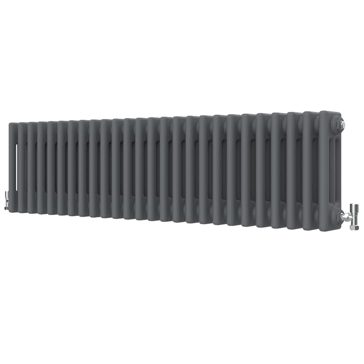 Radbliss Horizontal Traditional 3 Column Radiator 300x1190mm Anthracite Matt Grey Cast Iron Style Design RAD Central Heating