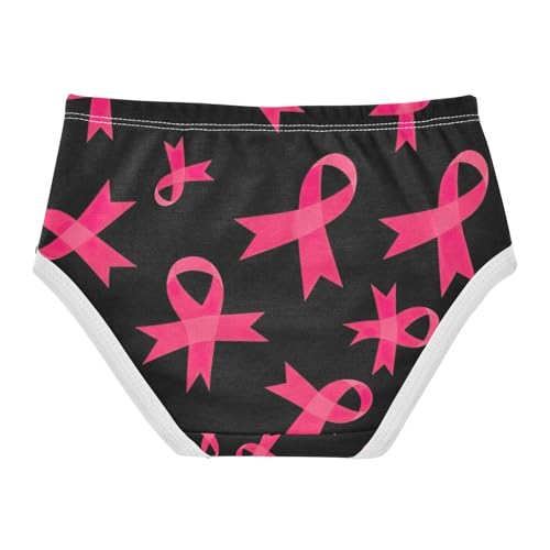 Pink Awareness Ribbons Black Cotton Toddler Underwear, Cotton Girls Underwear, 2T–8 Years2
