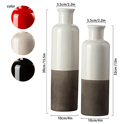 Cwlwgo-15.5,13 Inches High Ceramic Rustic Vase For Home Decor, Set Of 2 Decorative Vases For Table,Bedroom, Living Room,Retro White,Great For Adding A Decorative Touch To Any Room's Decor.… #TOP6