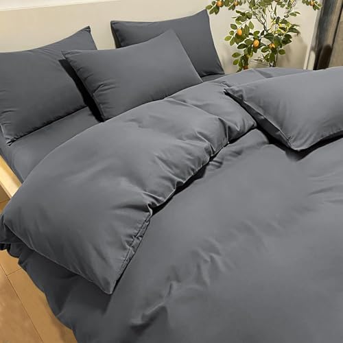 Miniatura 2 de Fundas Nórdicas Cama 135-150 Microfibra Juego De Funda De Edredón 230x200 Cm, 2 Fundas De Almohada 50 X 80 Cm Gris Oscuro