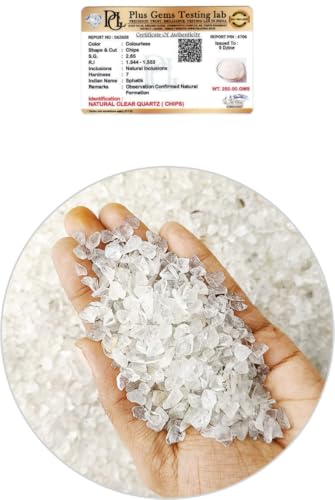 Image of Certified Clear Quartz Crystal Chips 250 GM with Authenticity Certificate | Natural Quartz Decorative Stone Chips for Pooja Room, Meditation, Vastu, Resin Art, Crafts & Aquarium Decor