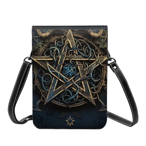 Pentagram Mystic Altar Gothic Vintage Leather Small Crossbody Bags for Women Cell Phone Bag Wallet Purses with Adjustable Strap2