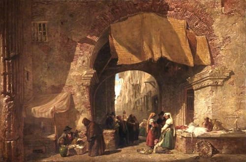 La Pescheria Edward Angelo Goodall affiche vintage pour masquer un mur vide avec gout toile 60x90