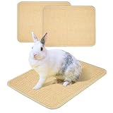ZINGTERRA 2Pcs Bunny Scratch Pads, Sisal Rabbit Scratching Pad,Natural Cat Resting Mats for Cages,Guinea Pig Bed Mat,Forage Grass Mat,Teeth Care Rabbit Mats (15.7x11.8 in)