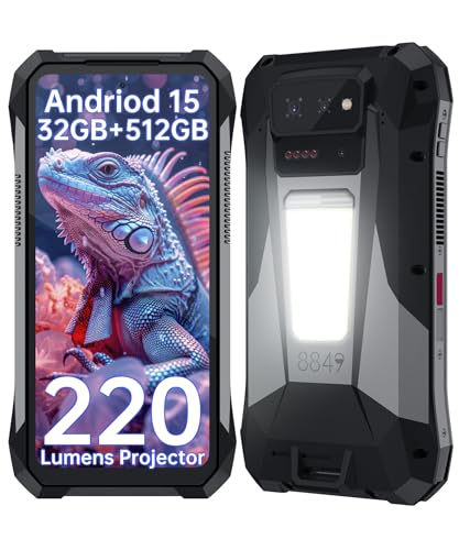 8849 Tank X Rugged Smartphone 5G, IP68 Waterproof Android 15 Unlocked Mobile Cell Phones with 220 Lumens Projector, 32GB+512GB, 6.78’’ 120Hz Screen, 17600mAh(120W)/1200LM Camping Light/GPS/OTG