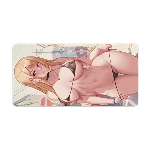 大型 ゲーミングマウスパッド オシャレ セクシー アニメ柄 着せ恋 喜多川海夢 黒 水着 天然ゴム素材 ゲーミング級厚手 机 マット 精密なマウス感度 自由操作 ゲーム用 仕事用 耐久仕様 滑り止めラバー 光学式マウス対応 水洗いOK 30x60cm