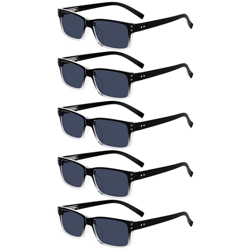 Image of Eyekepper Vintage Reading Sunglasses for Men - 5 Pack Grey Tinted Lens Readers +4.00