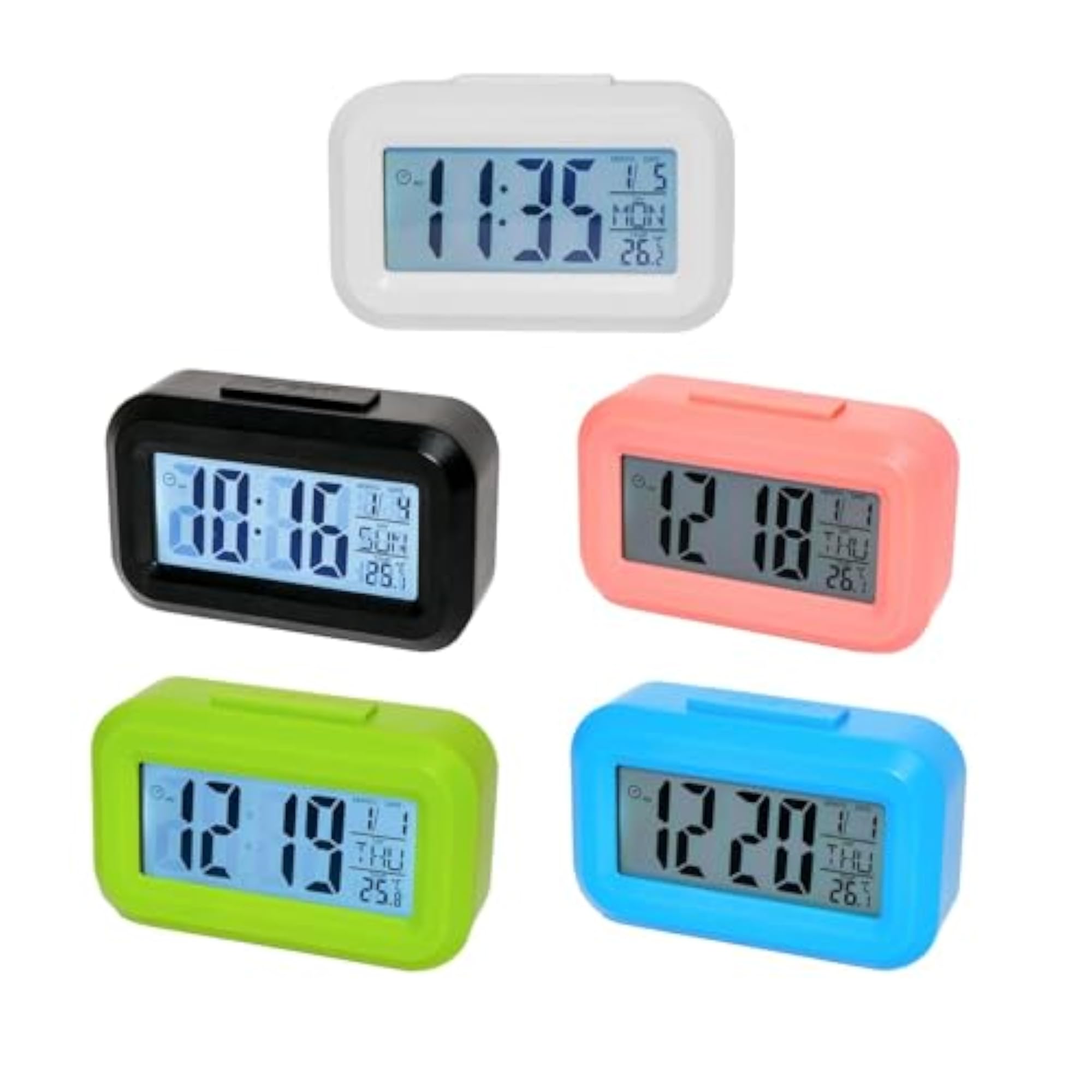 Modern Digital Wall Clock with Snooze Function, White