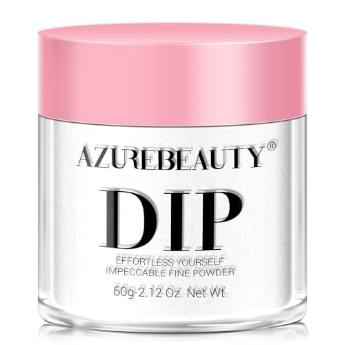 AZUREBEAUTY Dip Powder Clear Color Pro 60g Basic Transparent Acrylic Dipping Powder Crystal French Nail Art Starter Manicure Salon DIY at Home Odor-Free Long-Lasting No Nail Lamp Needed