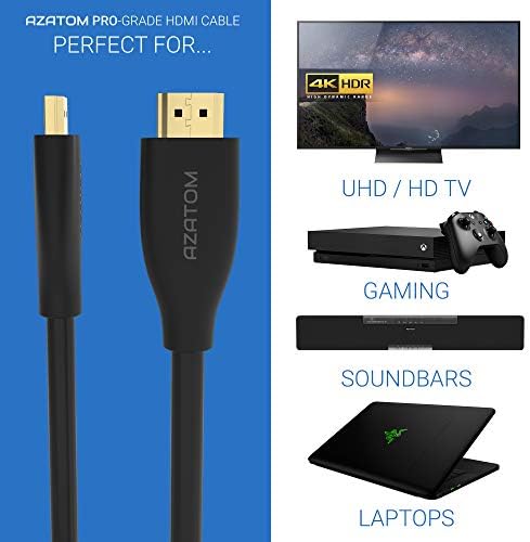 AZATOM HDMI Cable 3M Length - Ultra High Speed 18Gbps HDMI 2.0 Cable 4K@60Hz Support Fire TV, Apple TV, Ethernet, Audio Return, UHD 2160p, HD 1080p, 3D, Xbox One X, PlayStation PS4, PC - (3M)