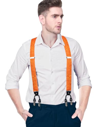 Image of DiBanGu Paisley Bow Tie and Supenders for Men Tuxedo Heavy Duty 6 Clips Suspender Adjustable Y-Shape Mens Trouser Braces