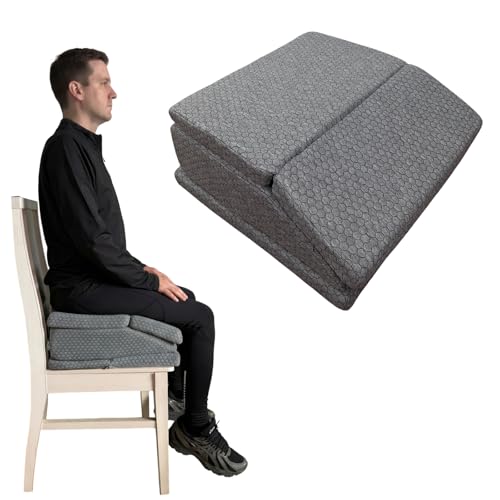 Wellbrance 7.5 Extra Thick Hip Replacement Recovery Aids Seat Cushion 3-Layer Adjustable Height Hip Surgery Recovery Must Haves for Post Surgery High Support Wedge Chair Pillow for Office & Car