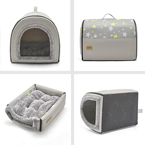 Jiupety Dog House Cozy, 2 In 1 Small Dog House, L Size For Small Medium Dog, Comfy Cave Portable House For Dogs, Grey #TOP2