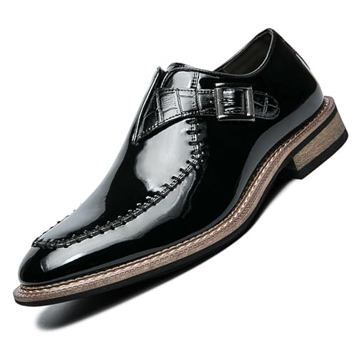 Men's Dress Shoes Single Monk Strap Comfort Non-Slip Leather Walking Shoes Business Wedding Party Dress Shoes Slip-On Loafer