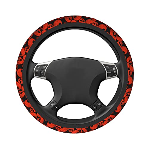 Red Skull Steering Wheel Cover Protector Car Accessories For Women Men 15 Inch Auto Universal Non-Slip Interior Decor #TOP3