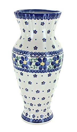 Blue Rose Polish Pottery Spring Blossom Tall Vase