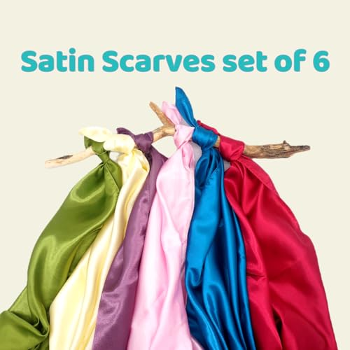 Play Scarves for Kids – 34" 6 Pack Play Silks with Glossy & Matte Texture – Colorful for Toddlers, Montessori Toy for Sensory Play, Pretend Play & Movement2