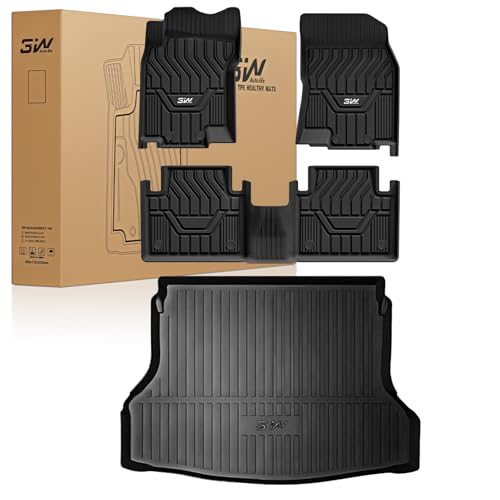 3W Nissan Rogue Floor Mats & Cargo Liner 2014-2020, All Weather TPE Custom Fit Full Set with Trunk Mat（Not for Rogue Sport） 14-20 Rogue Floor Mats & Cargo Liner