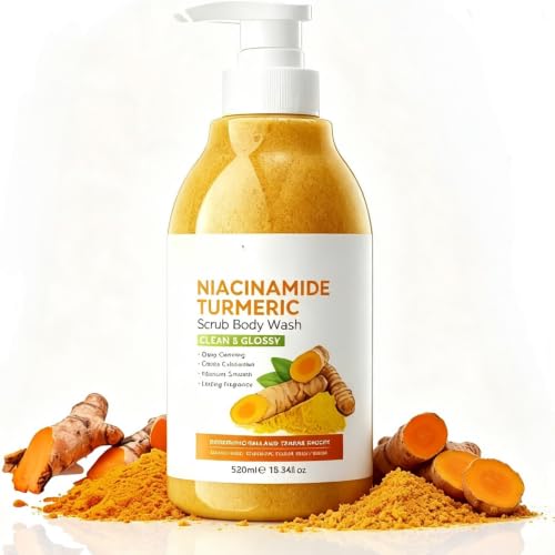 Turmeric Body Wash,Brightening Body Scrub,Natural Bath Liquid Soap,Exfoliates and Nourishes Skin