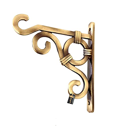 Two Moustaches Ethnic Carved Brass Wall Lantern Diya Hanger Planter Hangers, Lanterns Wind Chimes Hanging Baskets Ornaments, Diya Hanger Brass (6 x 1 x 7 inch, Brown, Pack of 1)