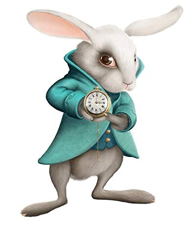 White Rabbit with Clock Window Truck Car Vinyl Bumper Sticker Decal 5'' x 4''