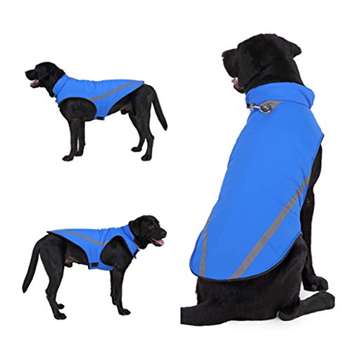 Winter Hunderegenmantel Wasserdicht Regenjacke Hundemantel Reflektierende Leicht Winddicht Regenschutz Kleidung Hund Jacken, für Outdoor Wandern, Bekleidung für Kleine, Mittel, Große Hunde (S, Blau) Cover