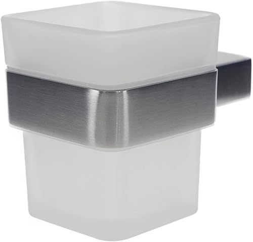 Miniatura 1 de QT Modern - Vaso para cepillo de dientes de baño, extremadamente elegante, hecho de acero inoxidable cepillado 304, resistente al agua y al óxido,