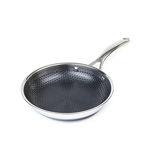 HexClad 8 Inch Hybrid Stainless Steel Frying Pan with Stay-Cool Handle, Dishwasher and Oven Safe, Non Stick, Works with Induction Cooktop, Gas, Ceramic, and Electric Stove